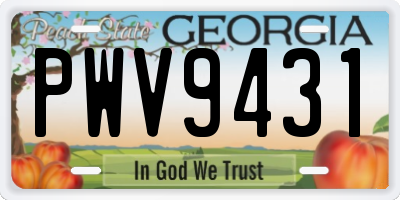 GA license plate PWV9431