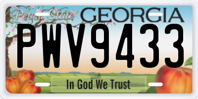 GA license plate PWV9433
