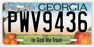 GA license plate PWV9436