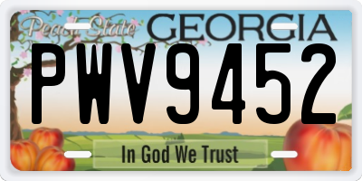GA license plate PWV9452