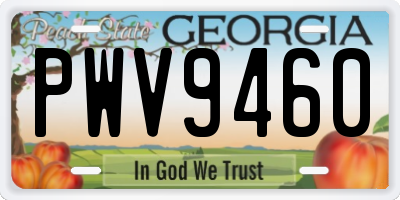 GA license plate PWV9460