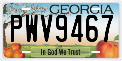 GA license plate PWV9467