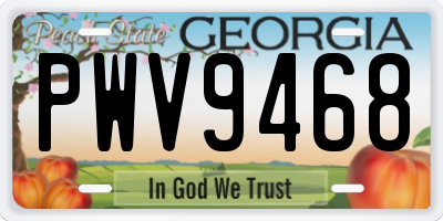 GA license plate PWV9468