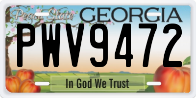 GA license plate PWV9472