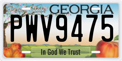 GA license plate PWV9475