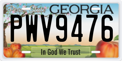 GA license plate PWV9476