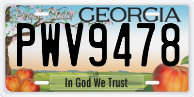 GA license plate PWV9478