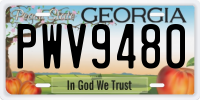 GA license plate PWV9480