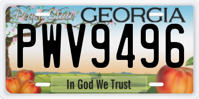 GA license plate PWV9496