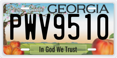 GA license plate PWV9510
