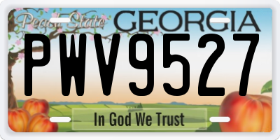 GA license plate PWV9527
