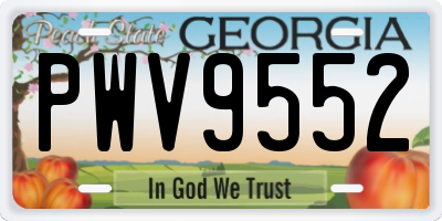 GA license plate PWV9552