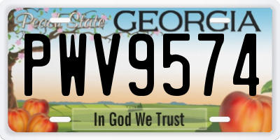 GA license plate PWV9574