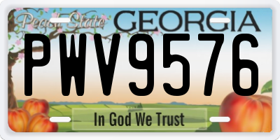 GA license plate PWV9576