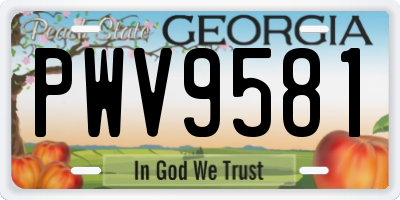 GA license plate PWV9581
