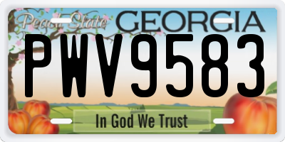 GA license plate PWV9583