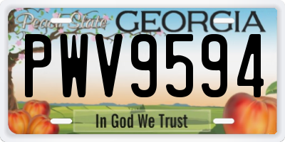GA license plate PWV9594