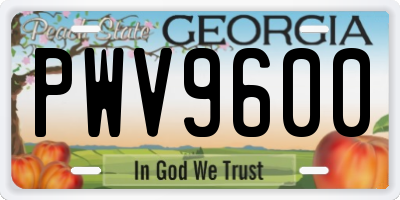 GA license plate PWV9600