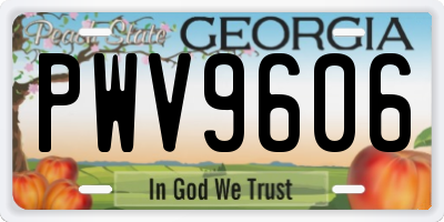 GA license plate PWV9606