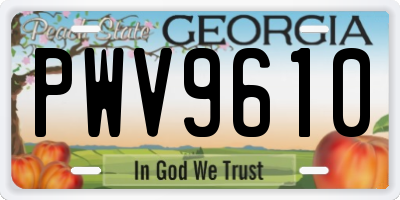 GA license plate PWV9610