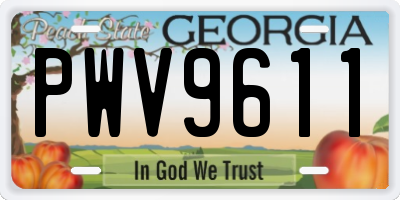 GA license plate PWV9611