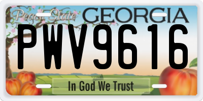 GA license plate PWV9616