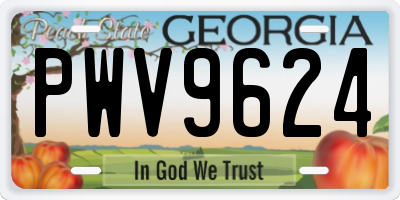 GA license plate PWV9624