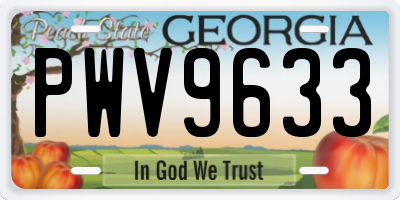 GA license plate PWV9633