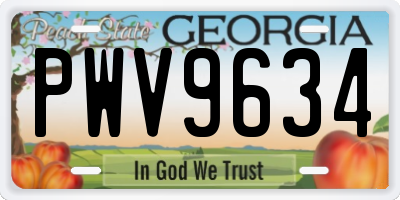 GA license plate PWV9634