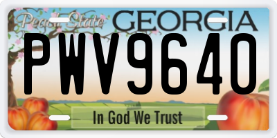 GA license plate PWV9640