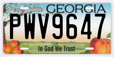 GA license plate PWV9647
