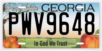 GA license plate PWV9648