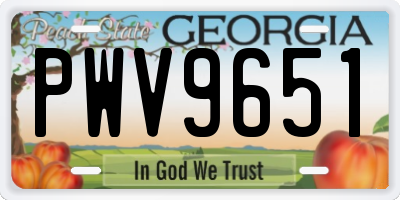 GA license plate PWV9651