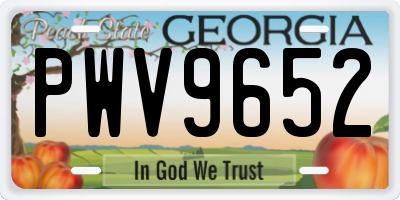 GA license plate PWV9652