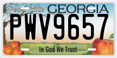 GA license plate PWV9657