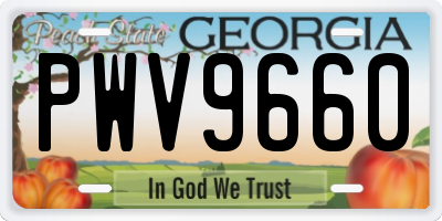 GA license plate PWV9660