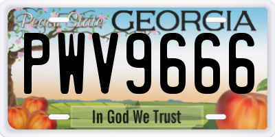 GA license plate PWV9666