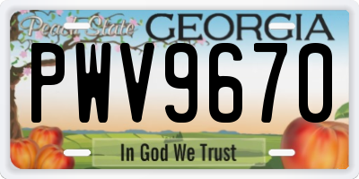 GA license plate PWV9670