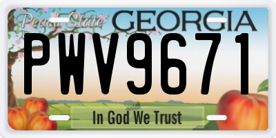 GA license plate PWV9671