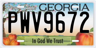 GA license plate PWV9672