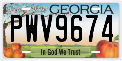 GA license plate PWV9674