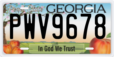 GA license plate PWV9678