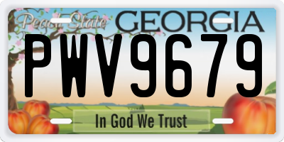 GA license plate PWV9679