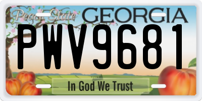 GA license plate PWV9681