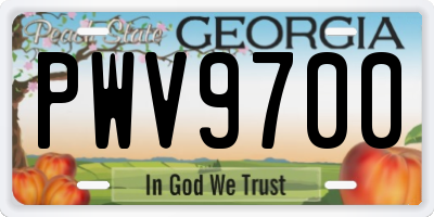 GA license plate PWV9700