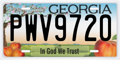 GA license plate PWV9720