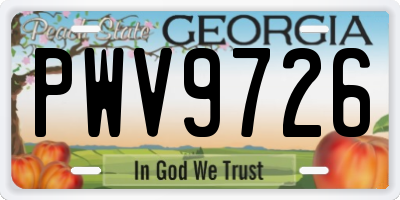 GA license plate PWV9726