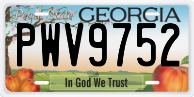 GA license plate PWV9752