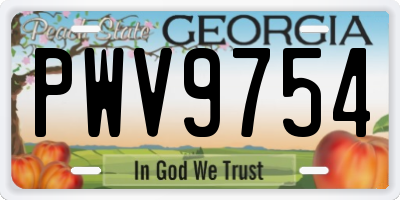 GA license plate PWV9754