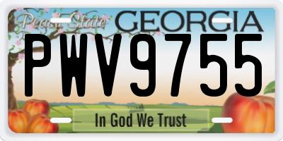 GA license plate PWV9755